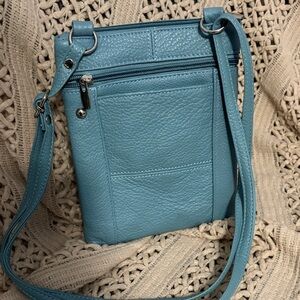 NWOT Dusty Blue Faux Leather Crossbody Bag